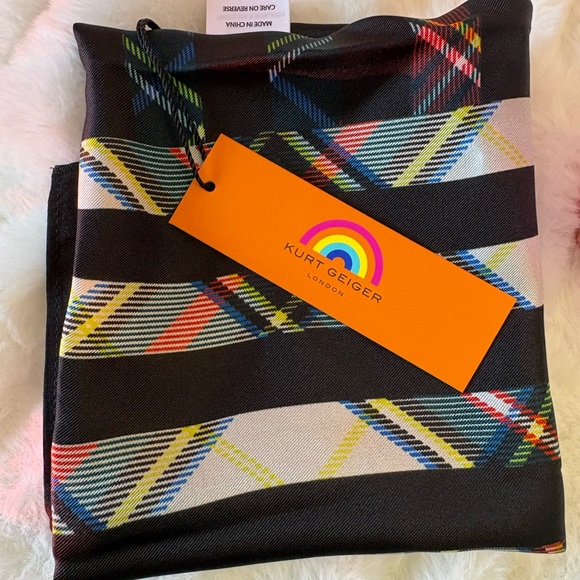 Kurt Geiger Other - Kurt Geiger Black and Multicolor Plaid Pocket Square
